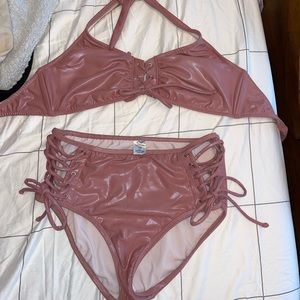 Venus bikini, metallic rose pink, top D, bottom 12